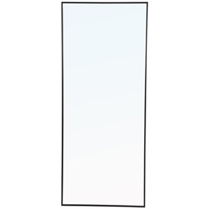 Maklaine Modern 72&quot x 30&quot Rectangle Metal Frame Mirror in Black