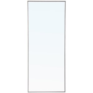 Maklaine Modern 72&quot x 30&quot Rectangle Metal Frame Mirror in Silver