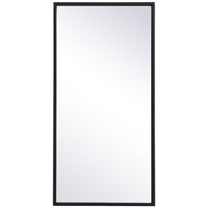 Maklaine 28&quot x 14&quot Modern Metal Frame Mirror in Black Finish