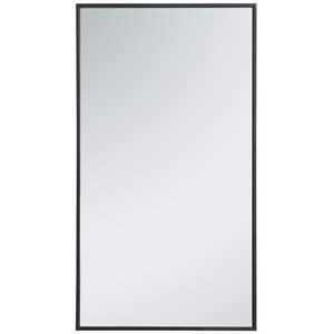 Maklaine 36&quot x 20&quot Contemporary Metal Frame Mirror in Black Finish