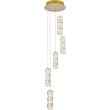 Maklaine Modern 5 Light Royal Cut Crystal LED Pendant in Gold