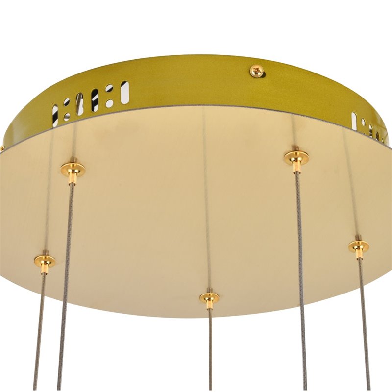 Maklaine Modern 5 Light Royal Cut Crystal LED Pendant in Gold