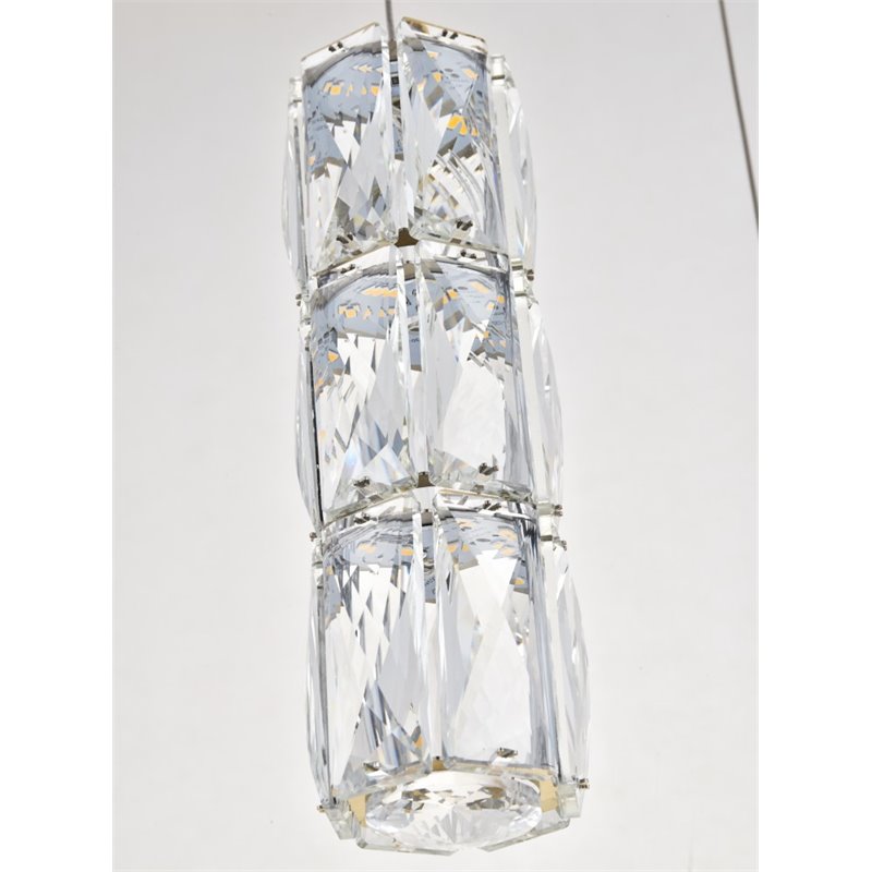 Maklaine Modern 5 Light Royal Cut Crystal LED Pendant in Gold