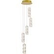 Maklaine Modern 5 Light Royal Cut Crystal LED Pendant in Gold