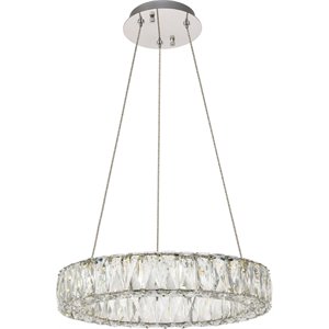 Maklaine 17.7&quot Round Royal Cut Crystal LED Chandelier in Chrome