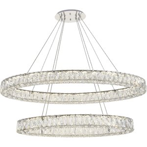 Maklaine Modern 2 Tier 41&quot Royal Cut LED Chandelier in Chrome