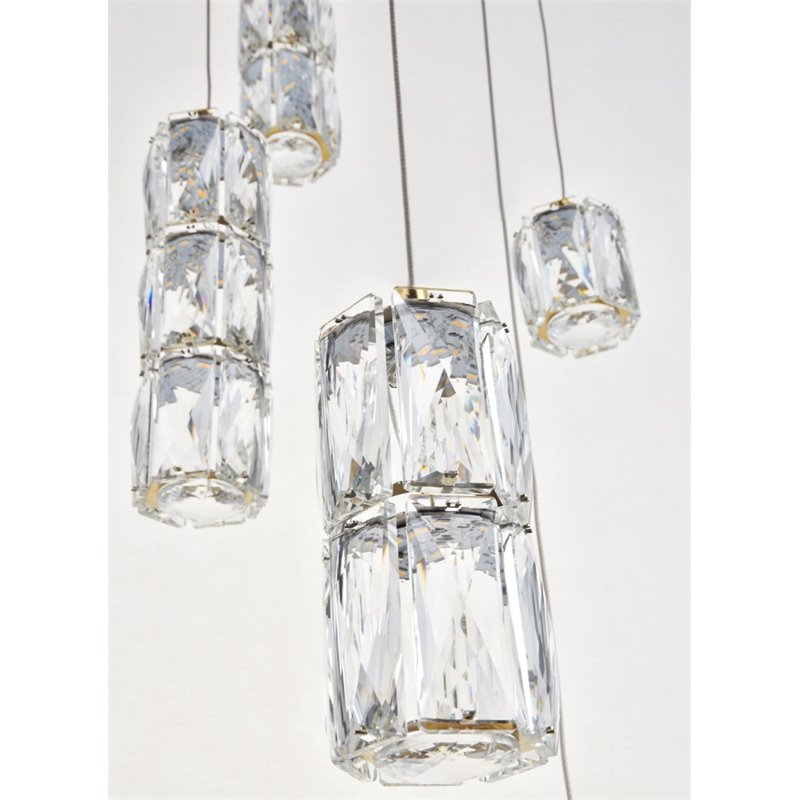 Maklaine Modern 12 Light Royal Cut Crystal LED Pendant in Gold
