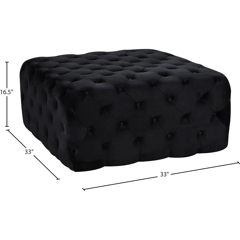 Maklaine Modern Button Tufted Black Velvet Ottoman and Bench