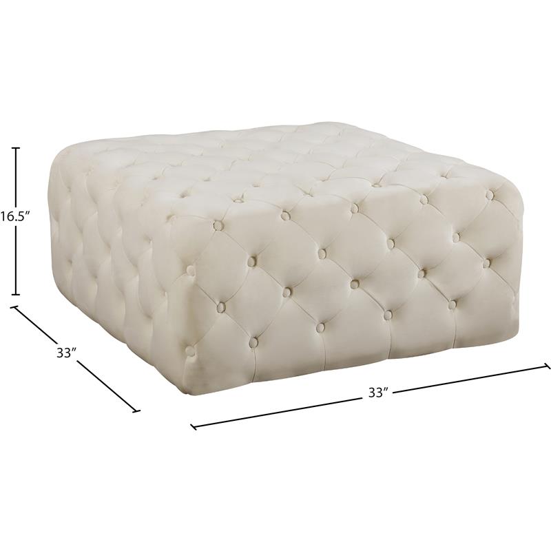 Maklaine Modern Button Tufted Cream Velvet Ottoman and Bench