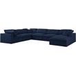 Maklaine Contemporary Navy Durable Linen Fabric Modular Sectional
