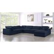 Maklaine Contemporary Navy Durable Linen Fabric Modular Sectional