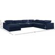 Maklaine Contemporary Navy Durable Linen Fabric Modular Sectional