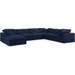 Maklaine Contemporary Navy Durable Linen Fabric Modular Sectional