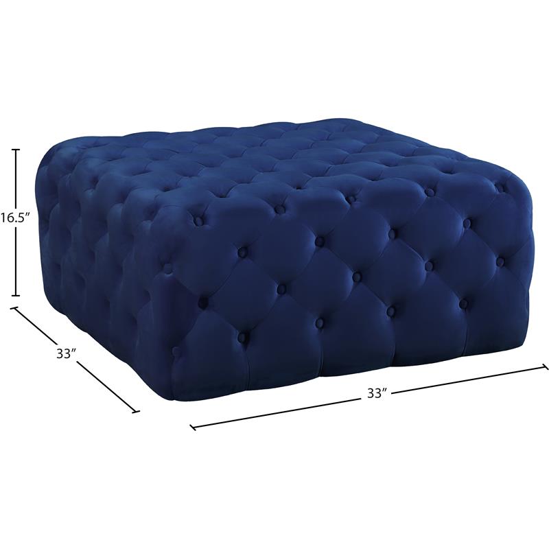 Maklaine Contemporary Button Tufted Navy Velvet Ottoman and Bench