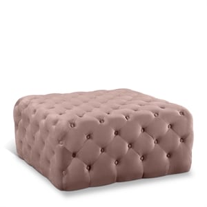 Maklaine Contemporary Button Tufted Pink Velvet Ottoman and Bench