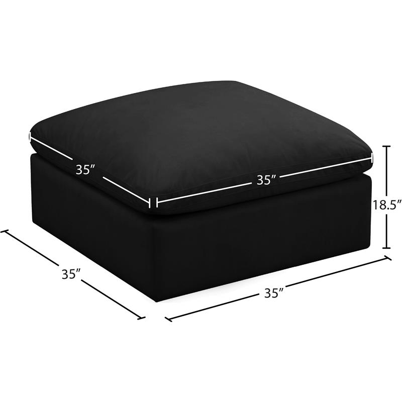 Maklaine Contemporary Standard Soft Black Velvet Modular Ottoman