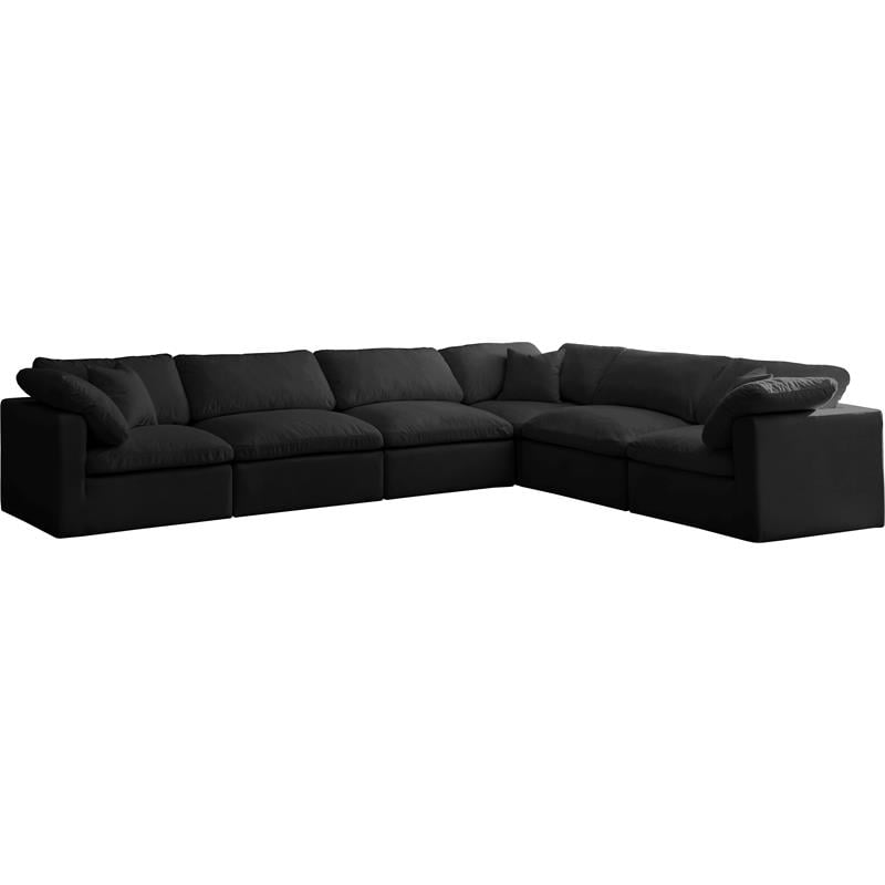 Maklaine Contemporary Standard Black Velvet Modular Sectional