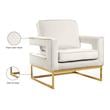 Maklaine Modern Cream Velvet Accent Chair with Gold Iron Base