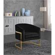 Maklaine Black Velvet Accent Chair with Stainless Steel Base