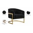 Maklaine Black Velvet Accent Chair with Stainless Steel Base