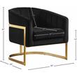 Maklaine Black Velvet Accent Chair with Stainless Steel Base