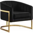 Maklaine Black Velvet Accent Chair with Stainless Steel Base