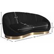 Maklaine Contemporary Upholstered Black Velvet Chaise with Stainless Steel Base