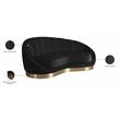Maklaine Contemporary Upholstered Black Velvet Chaise with Stainless Steel Base