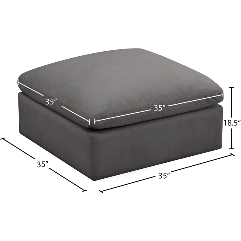 Maklaine Contemporary Standard Soft Gray Velvet Modular Ottoman