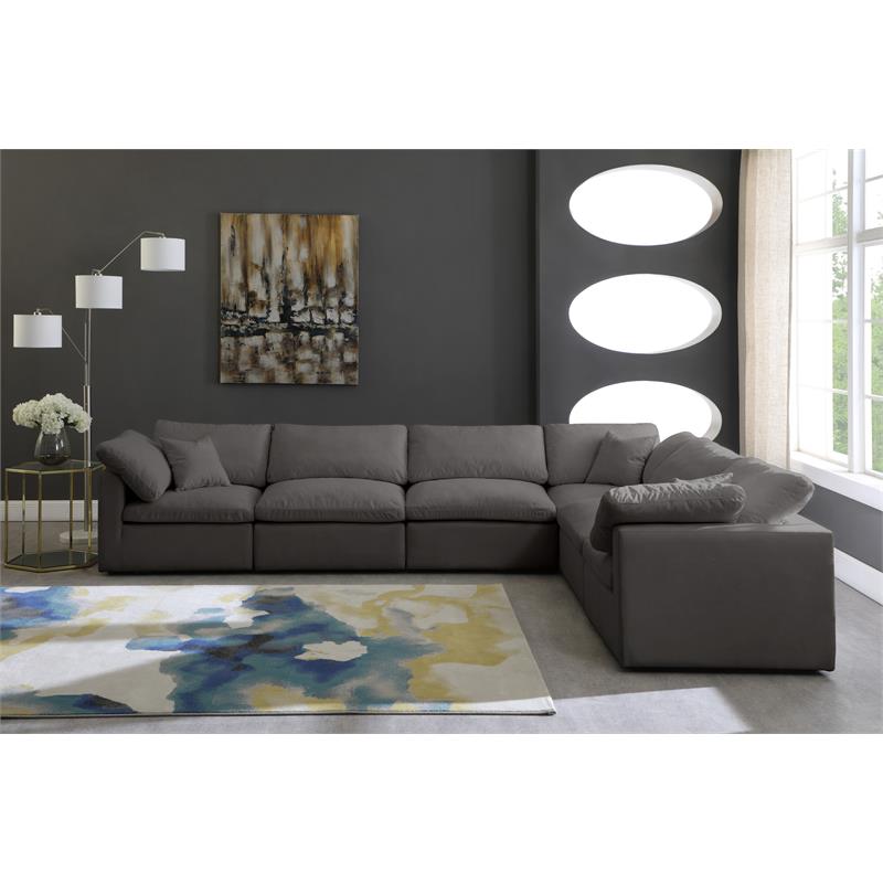 Maklaine Contemporary Standard Gray Velvet Modular Sectional
