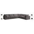 Maklaine Contemporary Standard Gray Velvet Modular Sectional