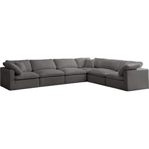 Maklaine Contemporary Standard Gray Velvet Modular Sectional