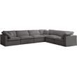 Maklaine Contemporary Standard Gray Velvet Modular Sectional