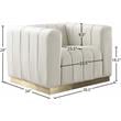 Maklaine Contemporary Upholstered Cream Velvet Chair with Stainless Steel Base