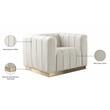 Maklaine Contemporary Upholstered Cream Velvet Chair with Stainless Steel Base