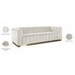 Maklaine Contemporary Upholstered Cream Velvet Sofa with Stainless Steel Base
