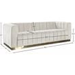 Maklaine Contemporary Upholstered Cream Velvet Sofa with Stainless Steel Base