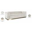 Maklaine Contemporary Upholstered Cream Velvet Sofa with Stainless Steel Base