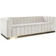 Maklaine Contemporary Upholstered Cream Velvet Sofa with Stainless Steel Base