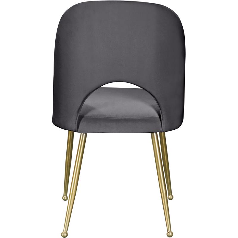 Maklaine Contemporary Upholstered Gray Velvet Dining Chair (Set of 2)