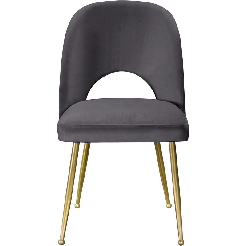 Maklaine Contemporary Upholstered Gray Velvet Dining Chair (Set of 2)