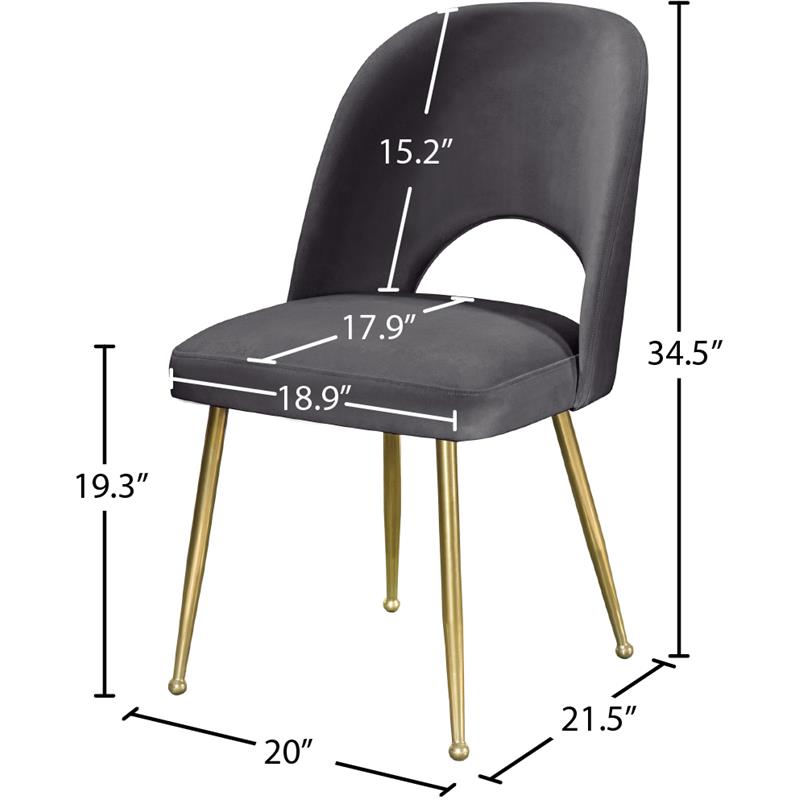 Maklaine Contemporary Upholstered Gray Velvet Dining Chair (Set of 2)