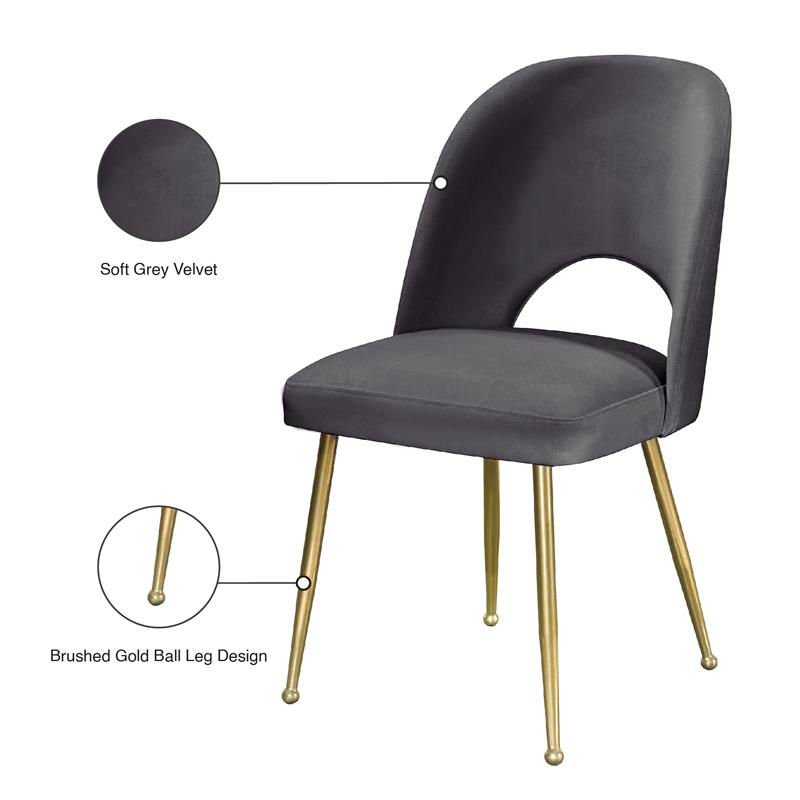 Maklaine Contemporary Upholstered Gray Velvet Dining Chair (Set of 2)