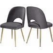 Maklaine Contemporary Upholstered Gray Velvet Dining Chair (Set of 2)
