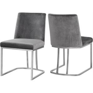 Maklaine Contemporary Upholstered Gray Velvet Dining Chair (Set of 2)