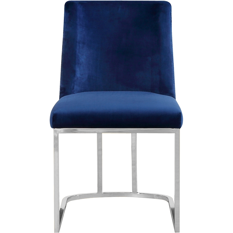 Maklaine Contemporary Upholstered Navy Velvet Dining Chair (Set of 2)