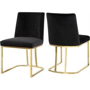 Maklaine Contemporary Upholstered Black Velvet Dining Chair (Set of 2)