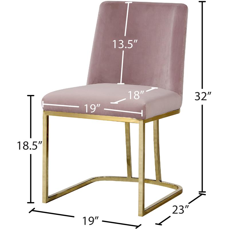 Maklaine Contemporary Upholstered Pink Velvet Dining Chair (Set of 2)