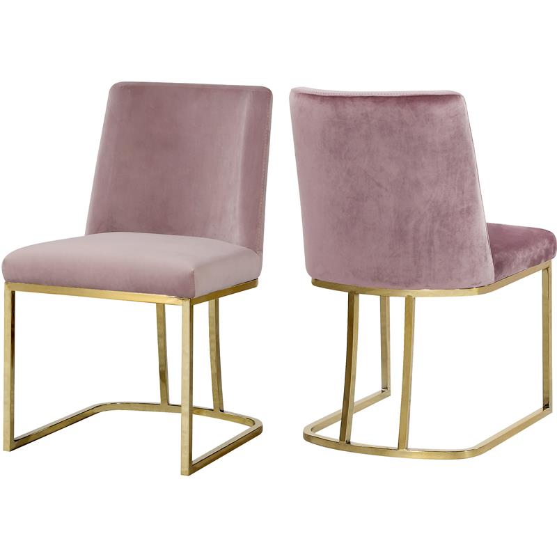 Maklaine Contemporary Upholstered Pink Velvet Dining Chair (Set of 2)