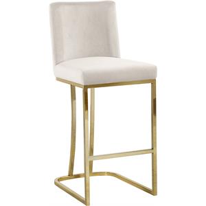 Maklaine Contemporary 26&quot Velvet Counter Height Stool in Cream